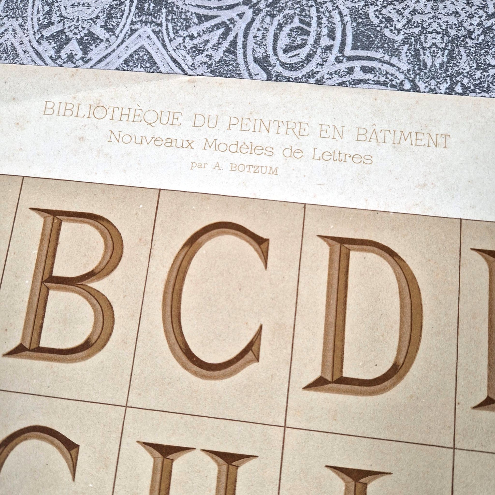 antique monumental alphabet engraved