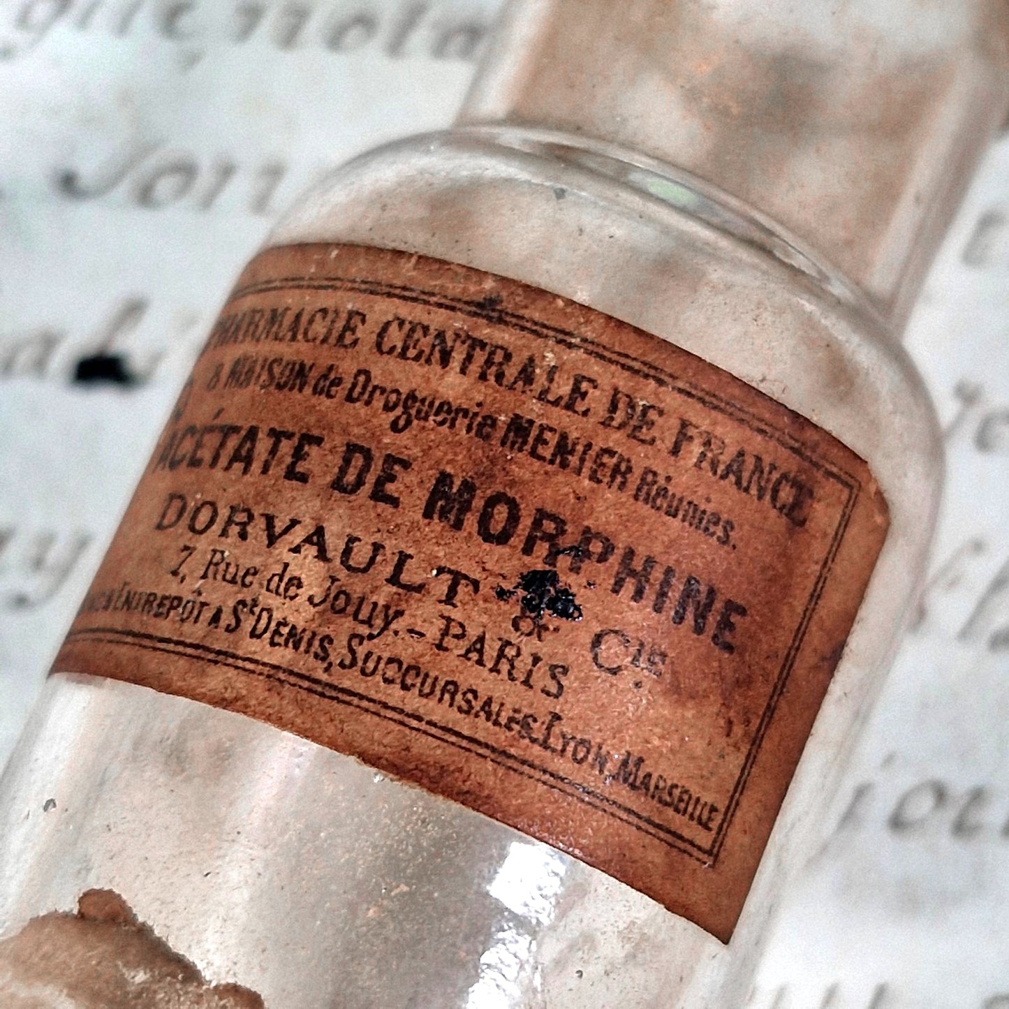 antique morphine acetate bottle