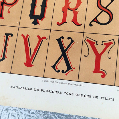 antique ornamental alphabet lithograph