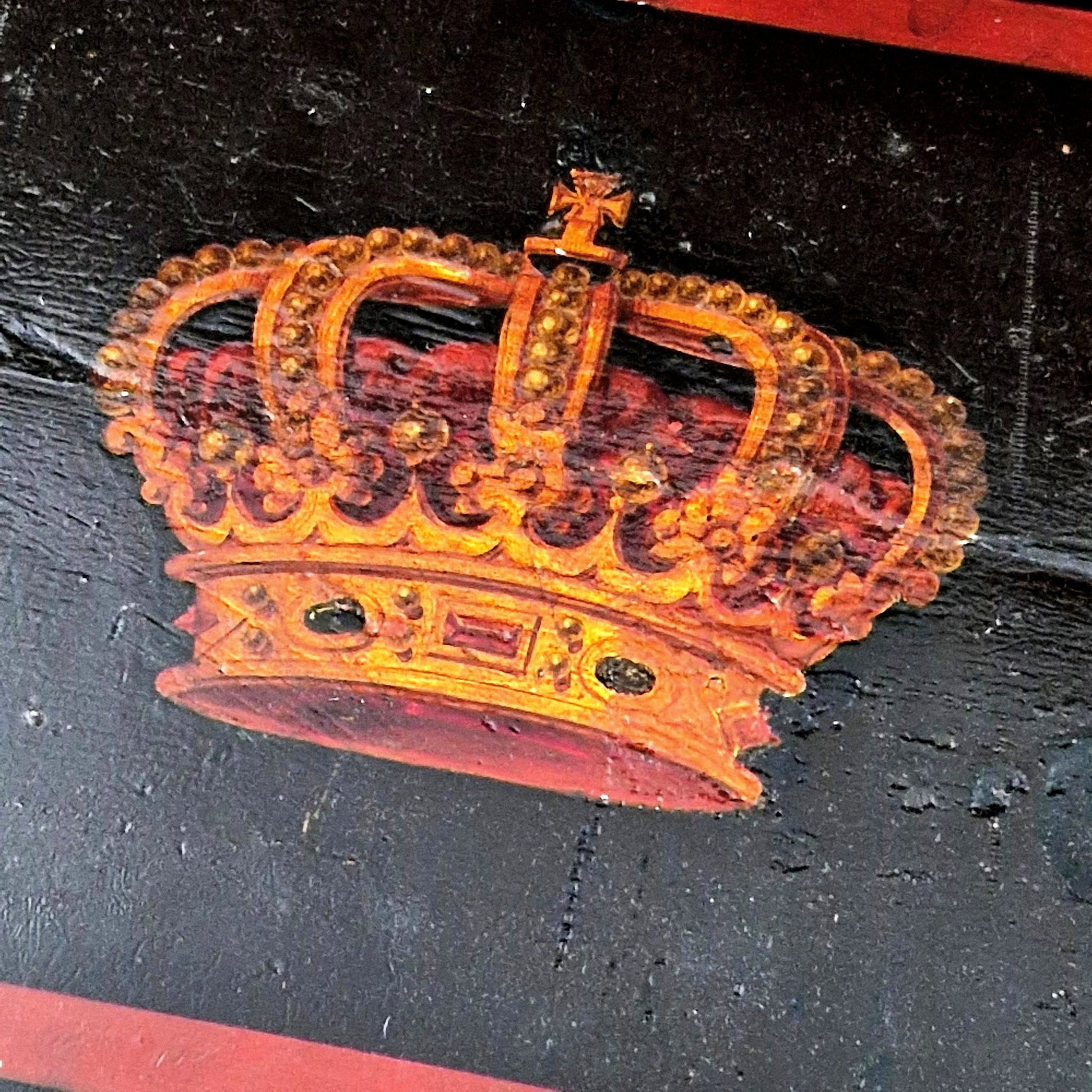 antique painted wooden sign crown
