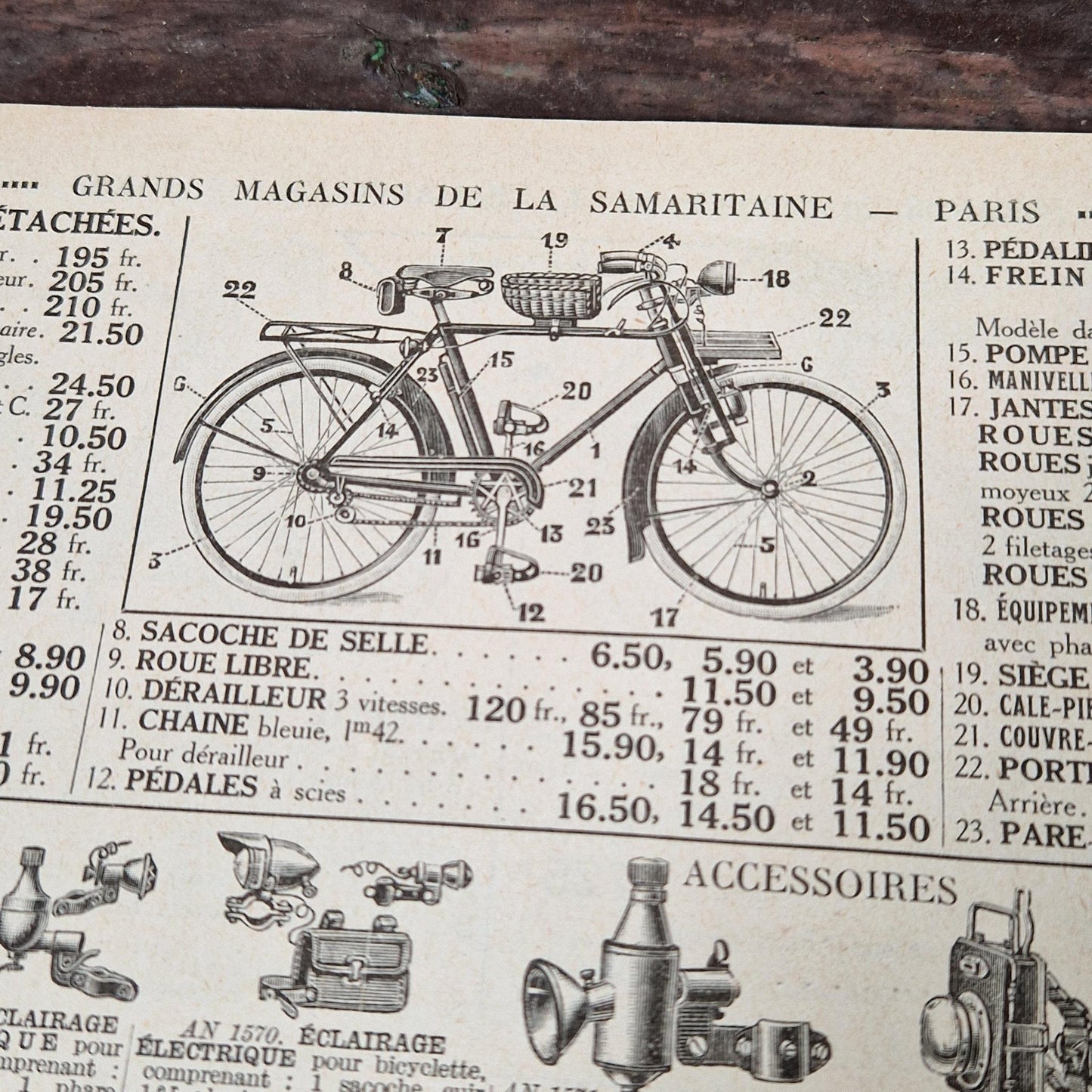 antique paris bike accessories leaflet