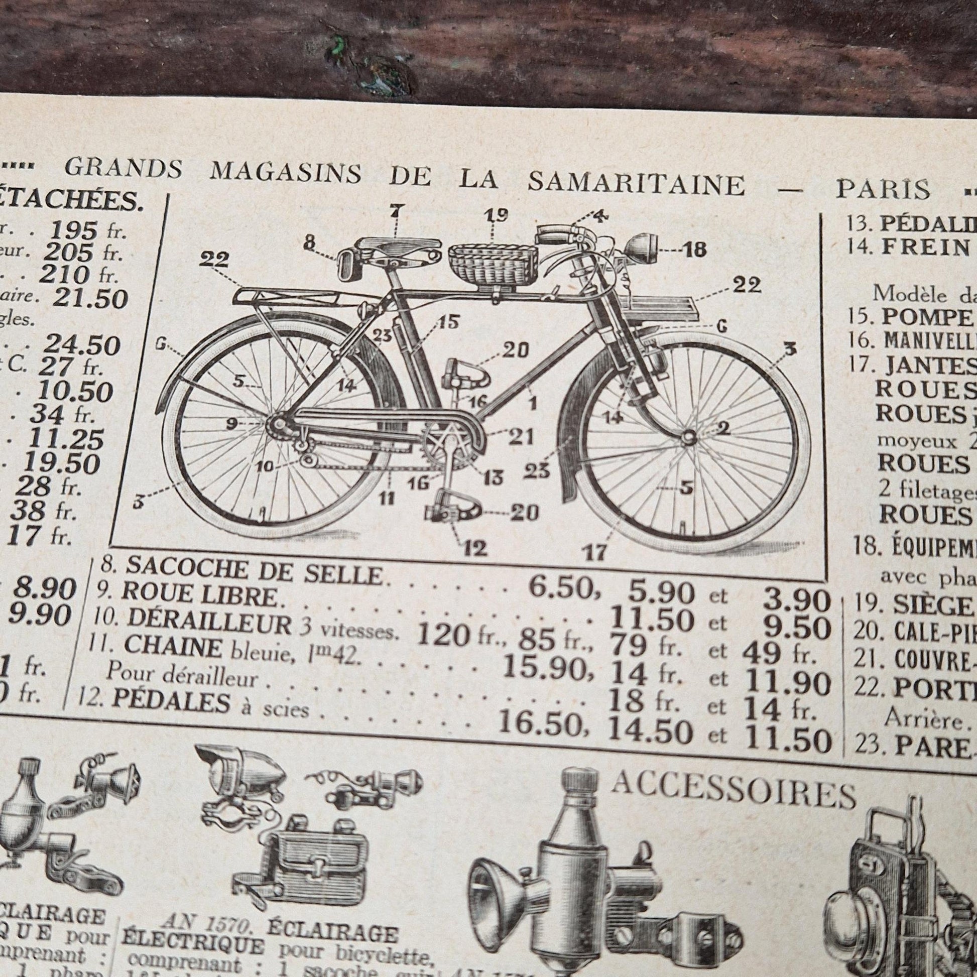 antique paris bike accessories leaflet