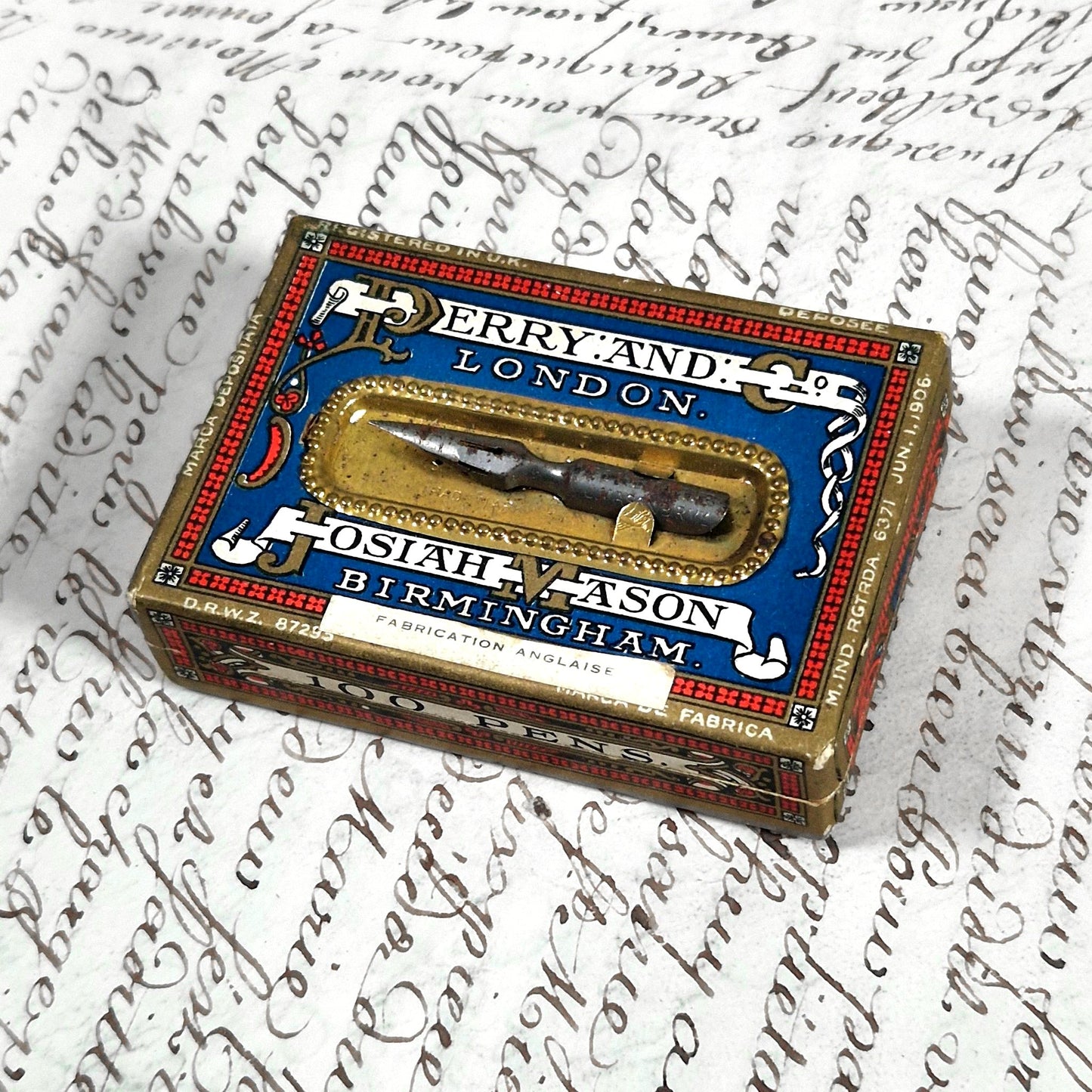 antique pen nibs box perry josiah mason