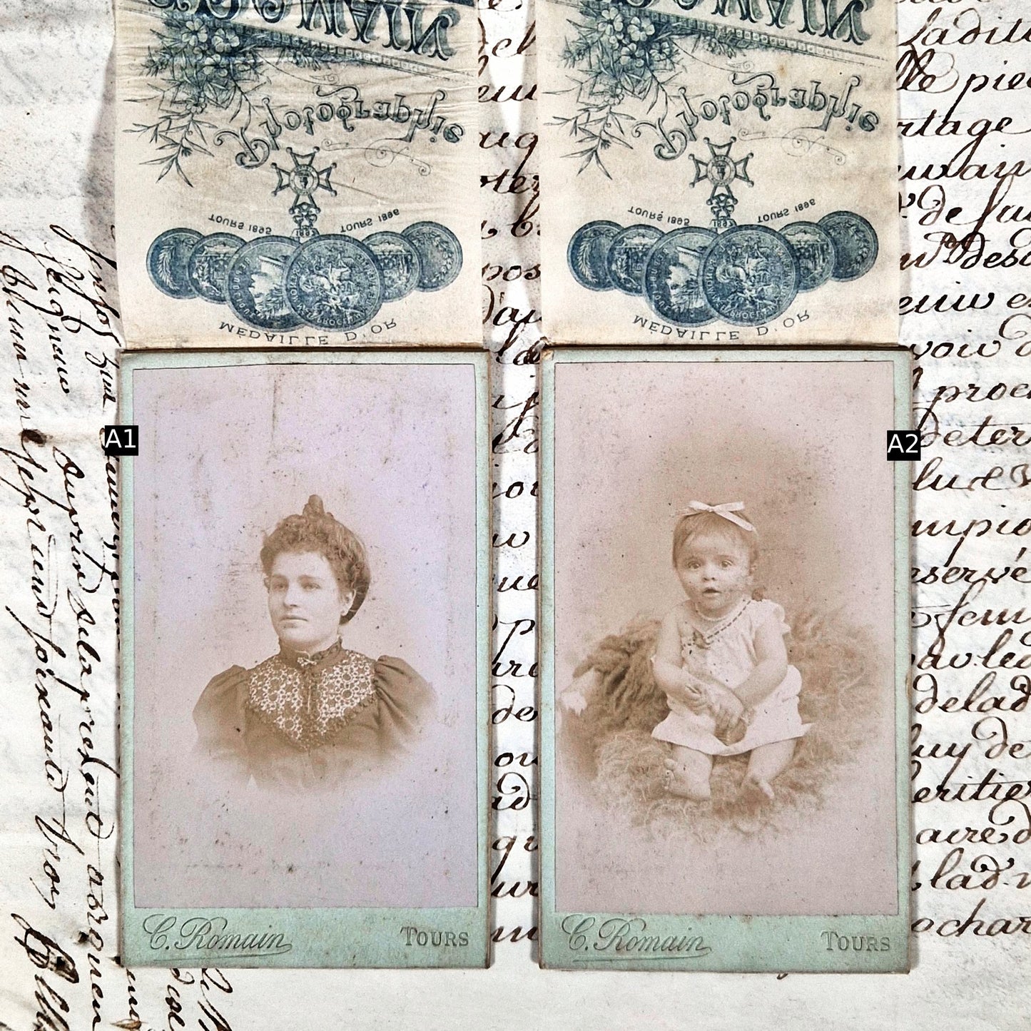 antique photo c romain tours silk cover