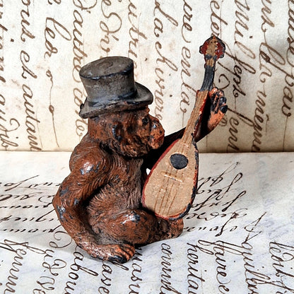 antique polychrome monkey figurine