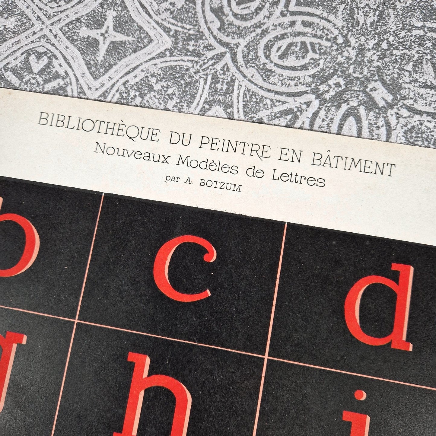 antique red black alphabet 1900