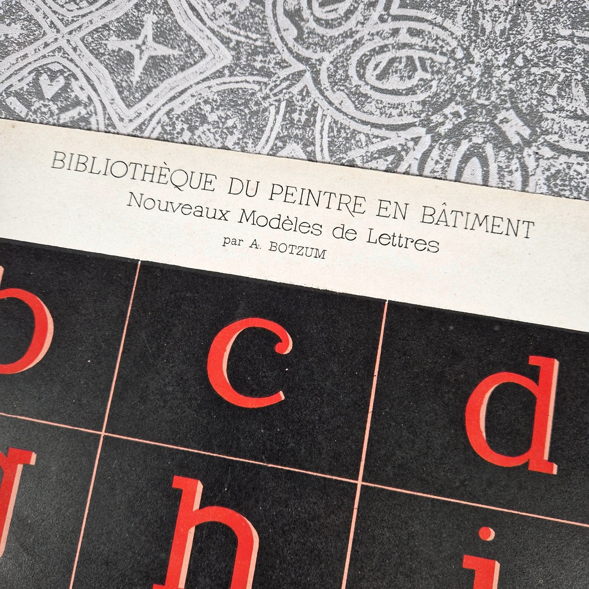 antique red black alphabet 1900