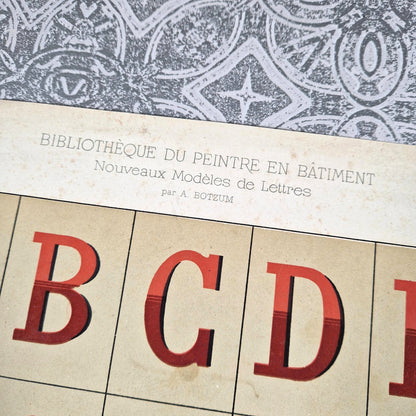 antique red shadow alphabet 1900