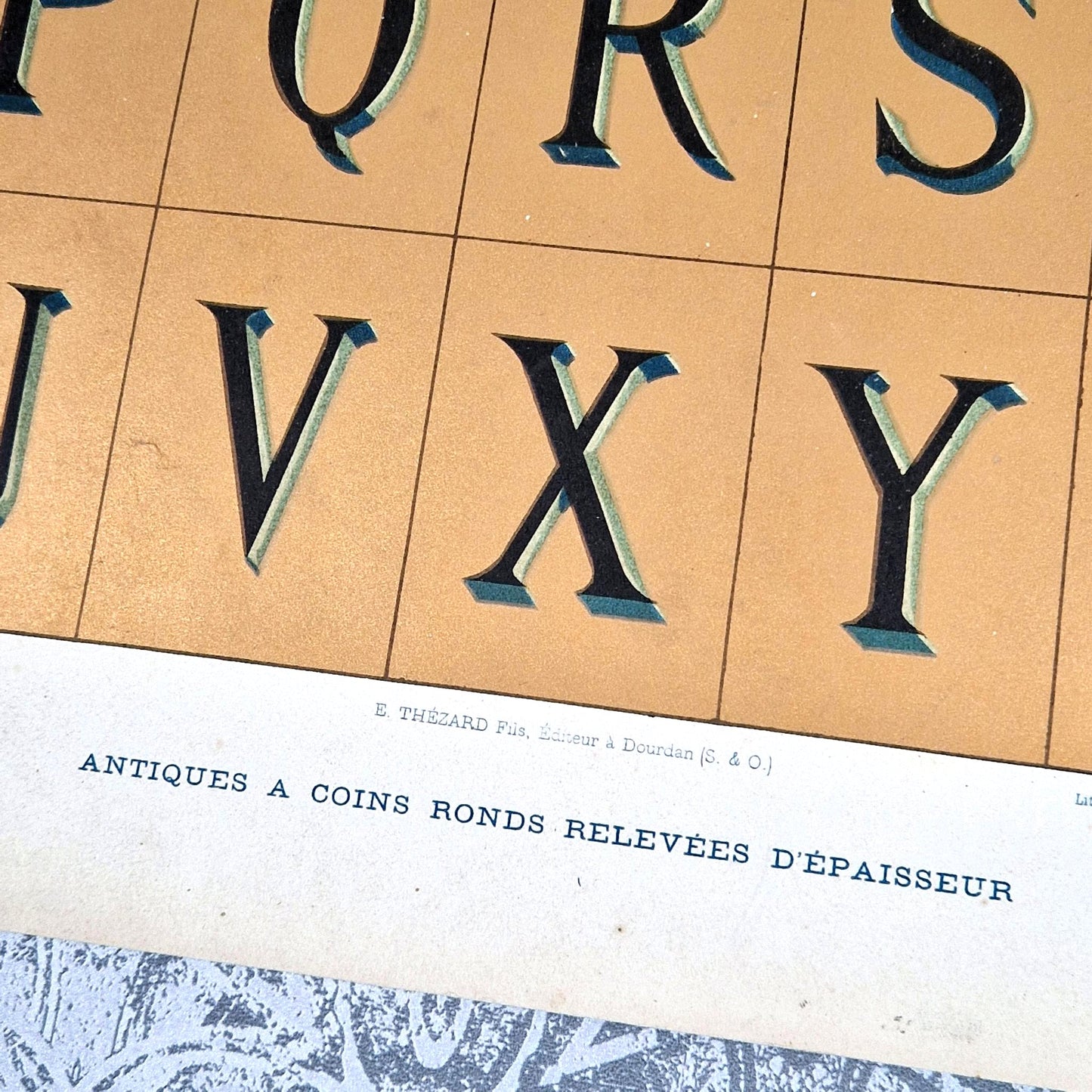 antique relief alphabet lithograph