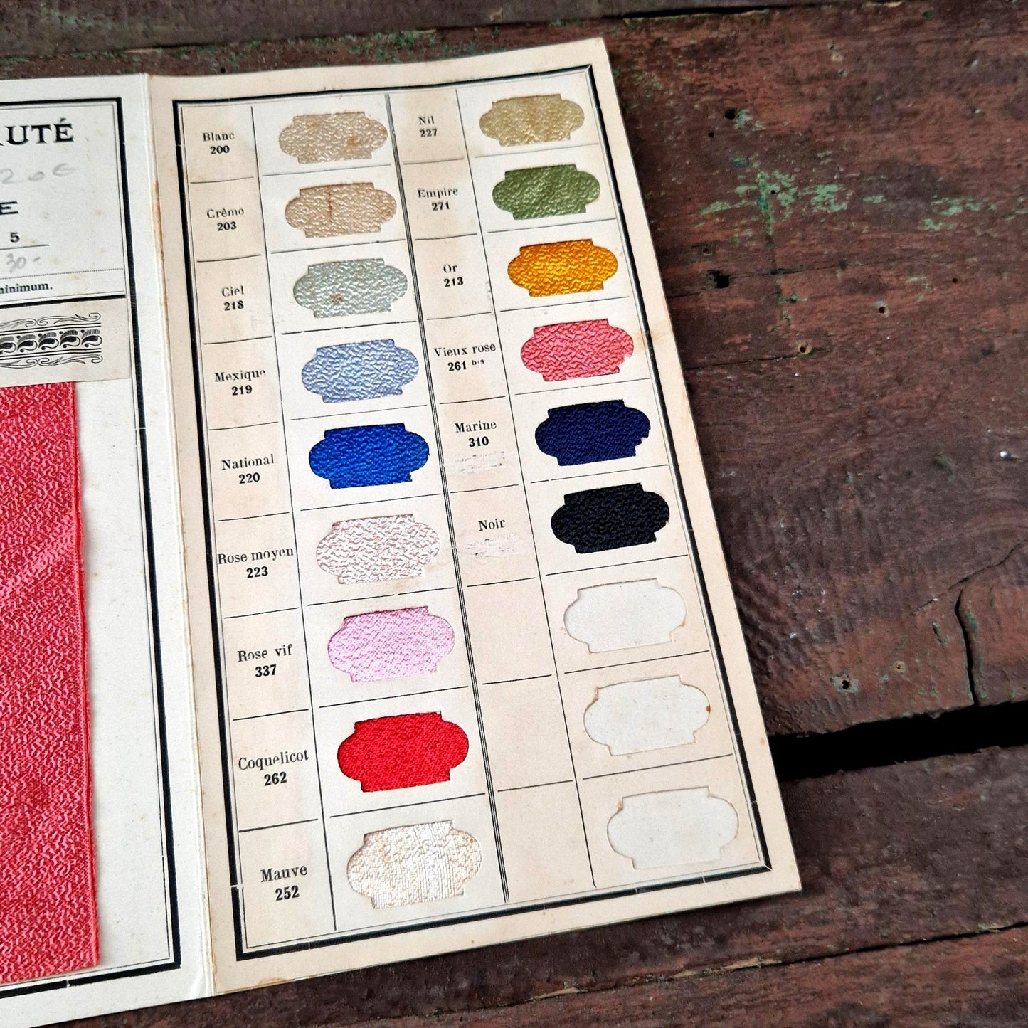 antique ribbon sample card 1900s