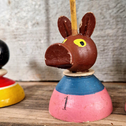 antique ring toss game wooden figures