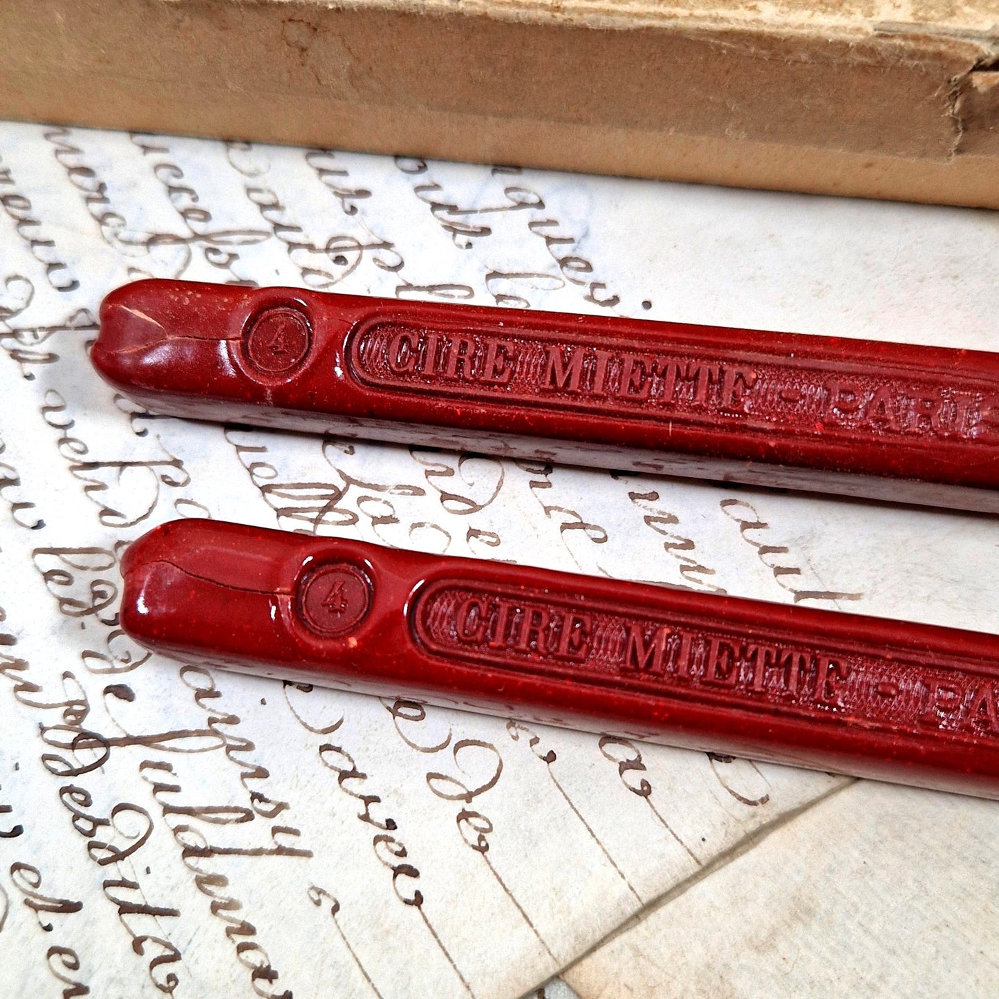 antique sealing wax box red wax sticks