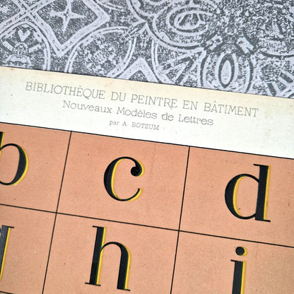 antique shadowed alphabet engraved