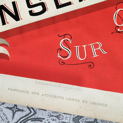 antique sign painter lithograph red banner