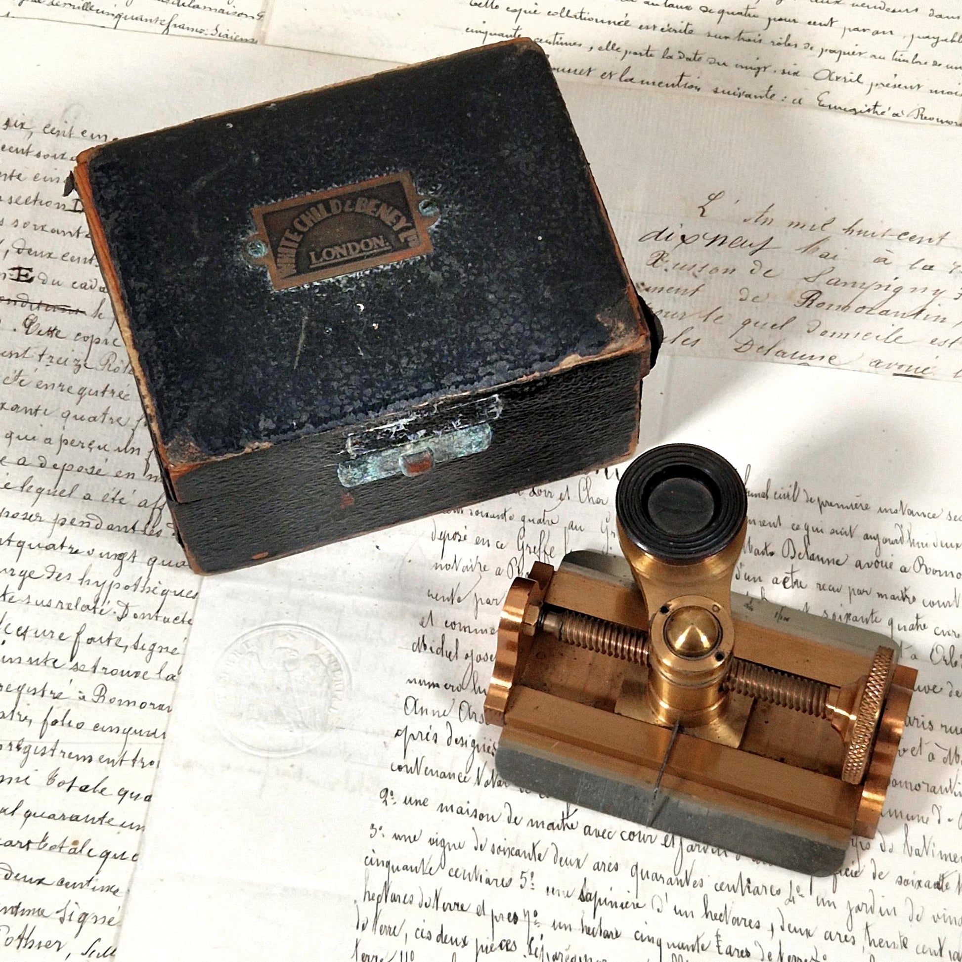 antique thread counter brass