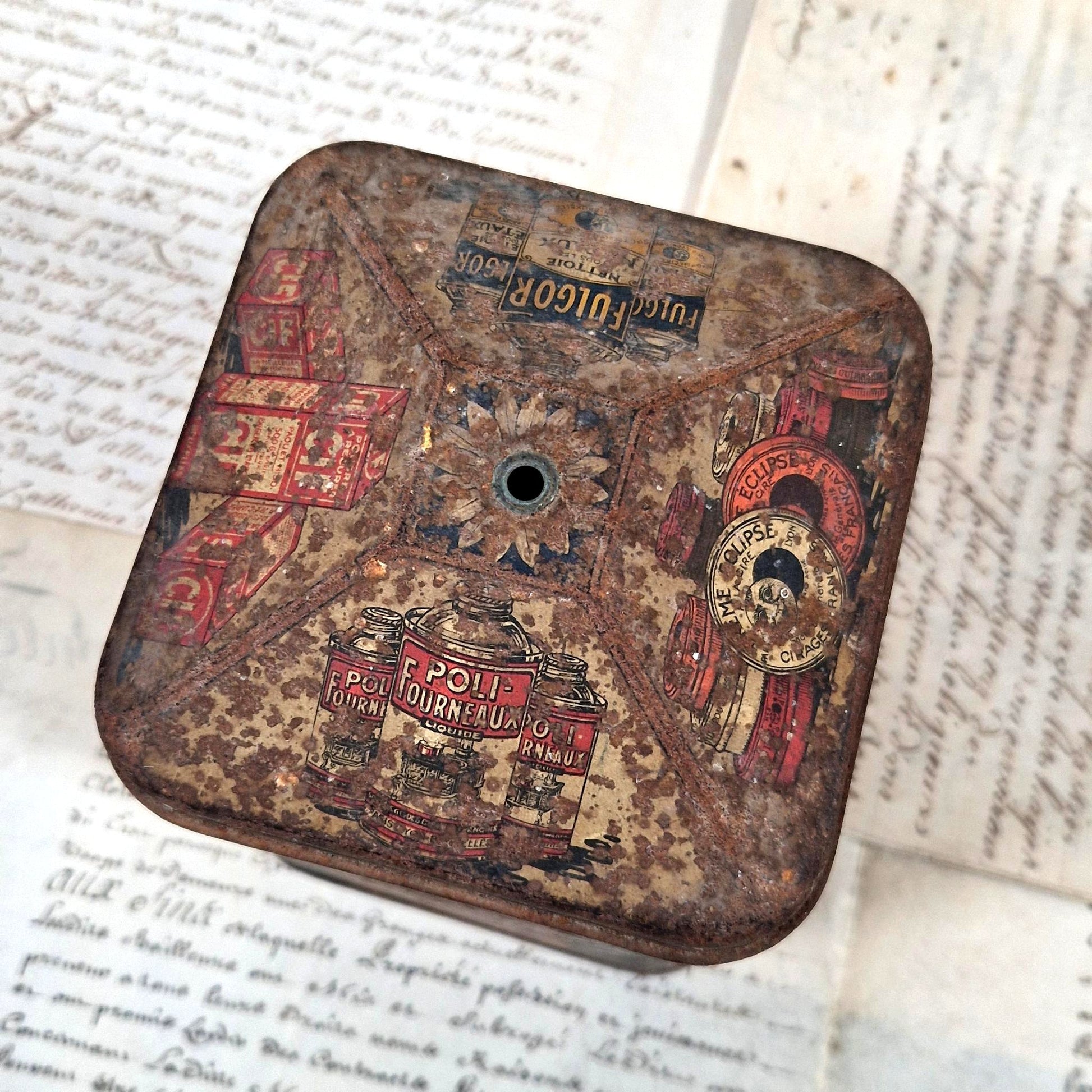 antique tin box eclipse polish