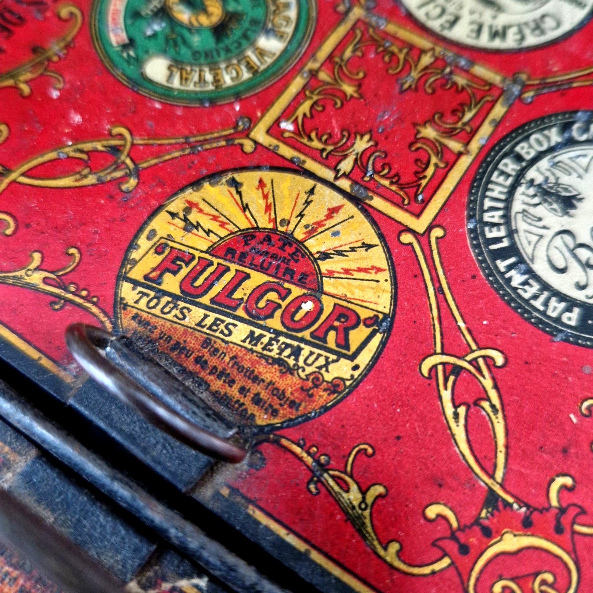 antique tin box french shoe polish advertising