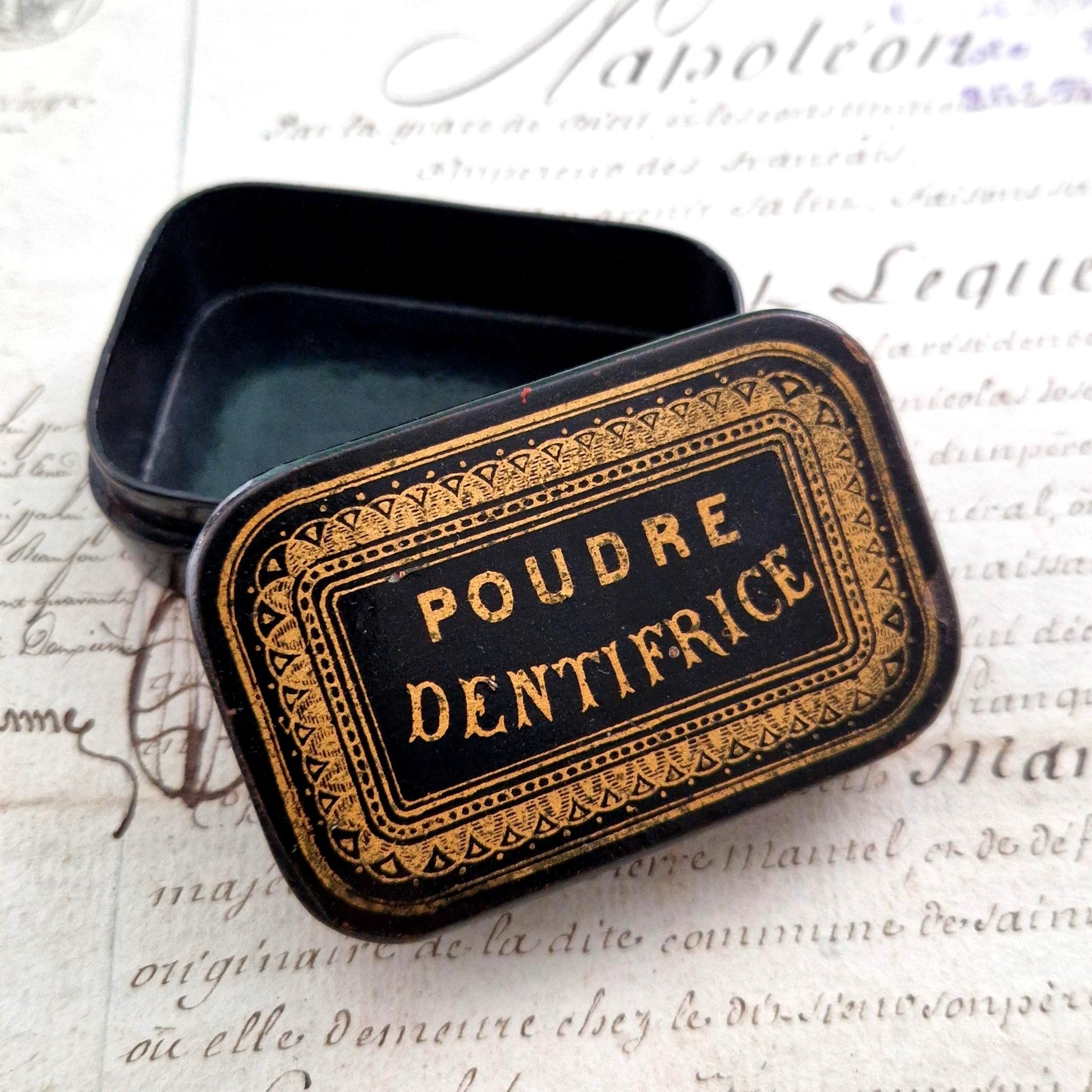 antique tooth powder box