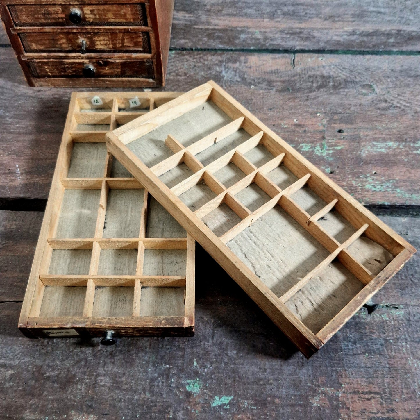 antique watchmaker drawer cabinet wood