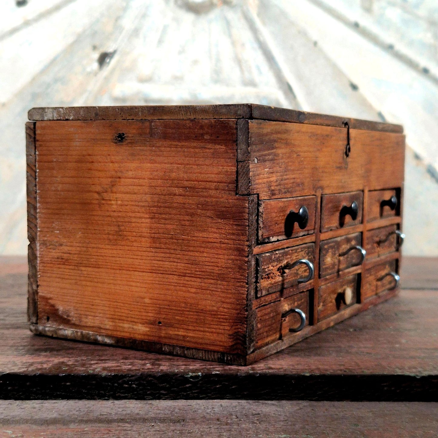 antique watchmaker jeweller wood chest