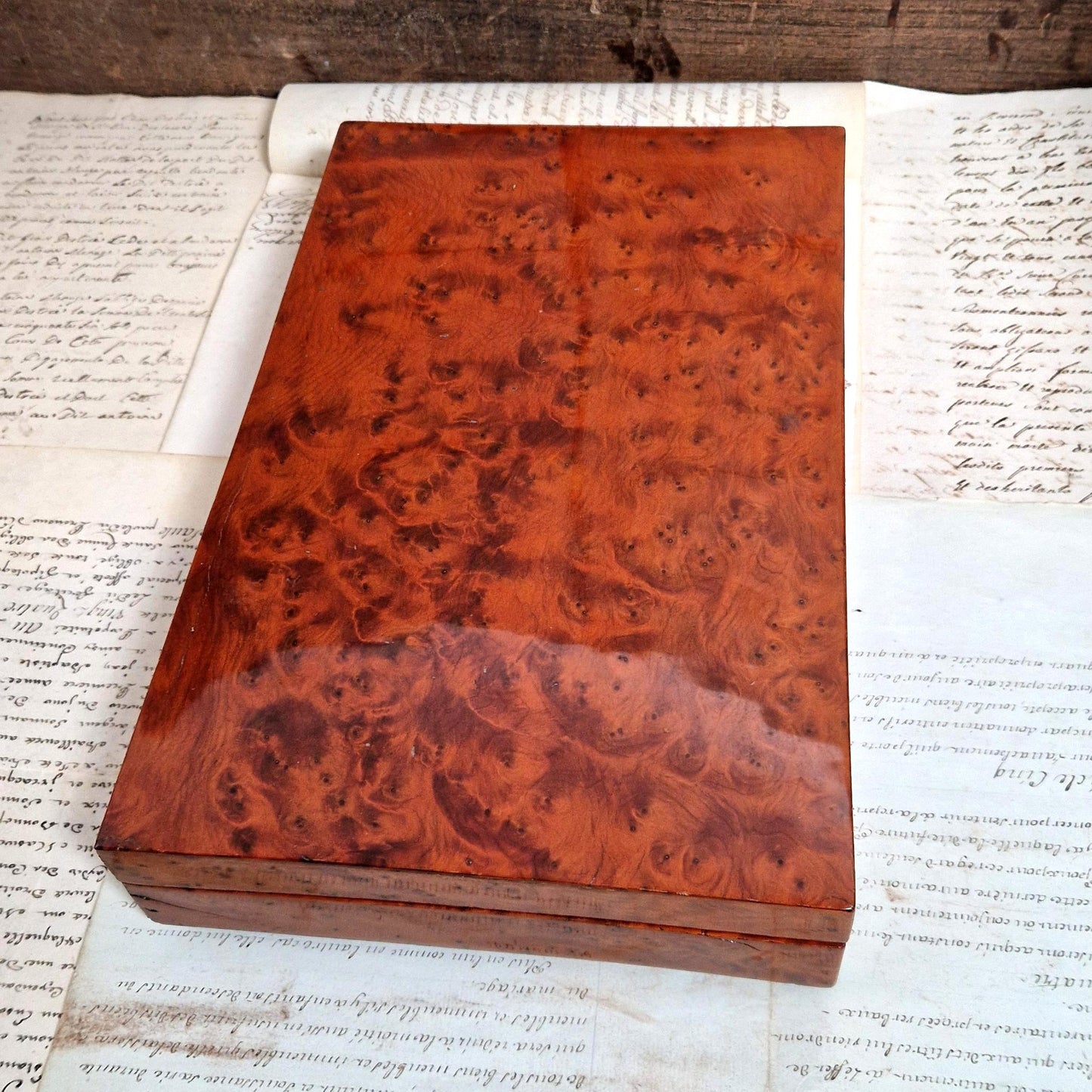 antique wooden case lacquered elm