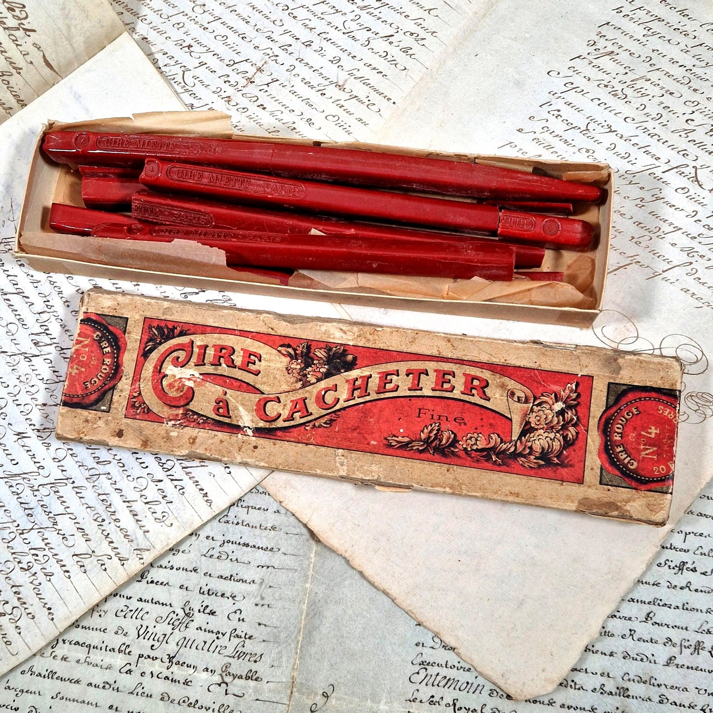 antique writing supplies red wax