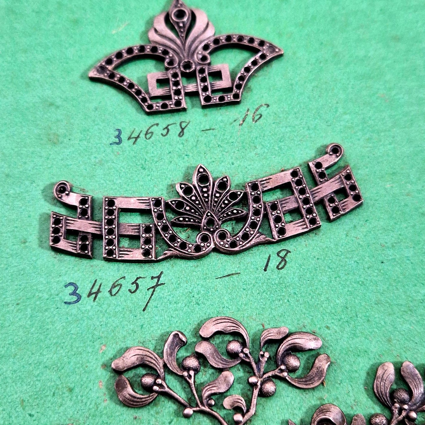 art deco metal sample board