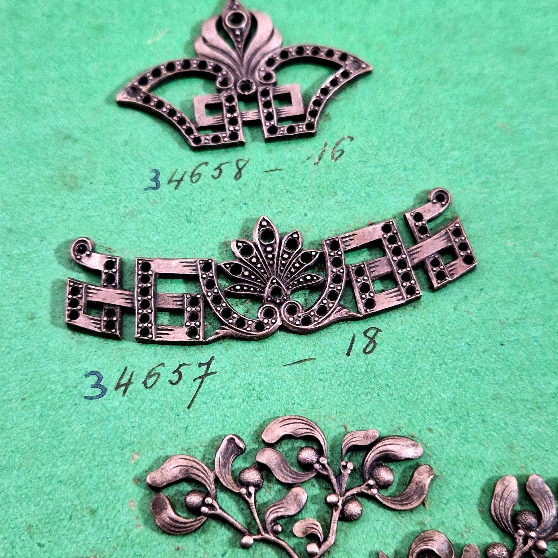 art deco metal sample board