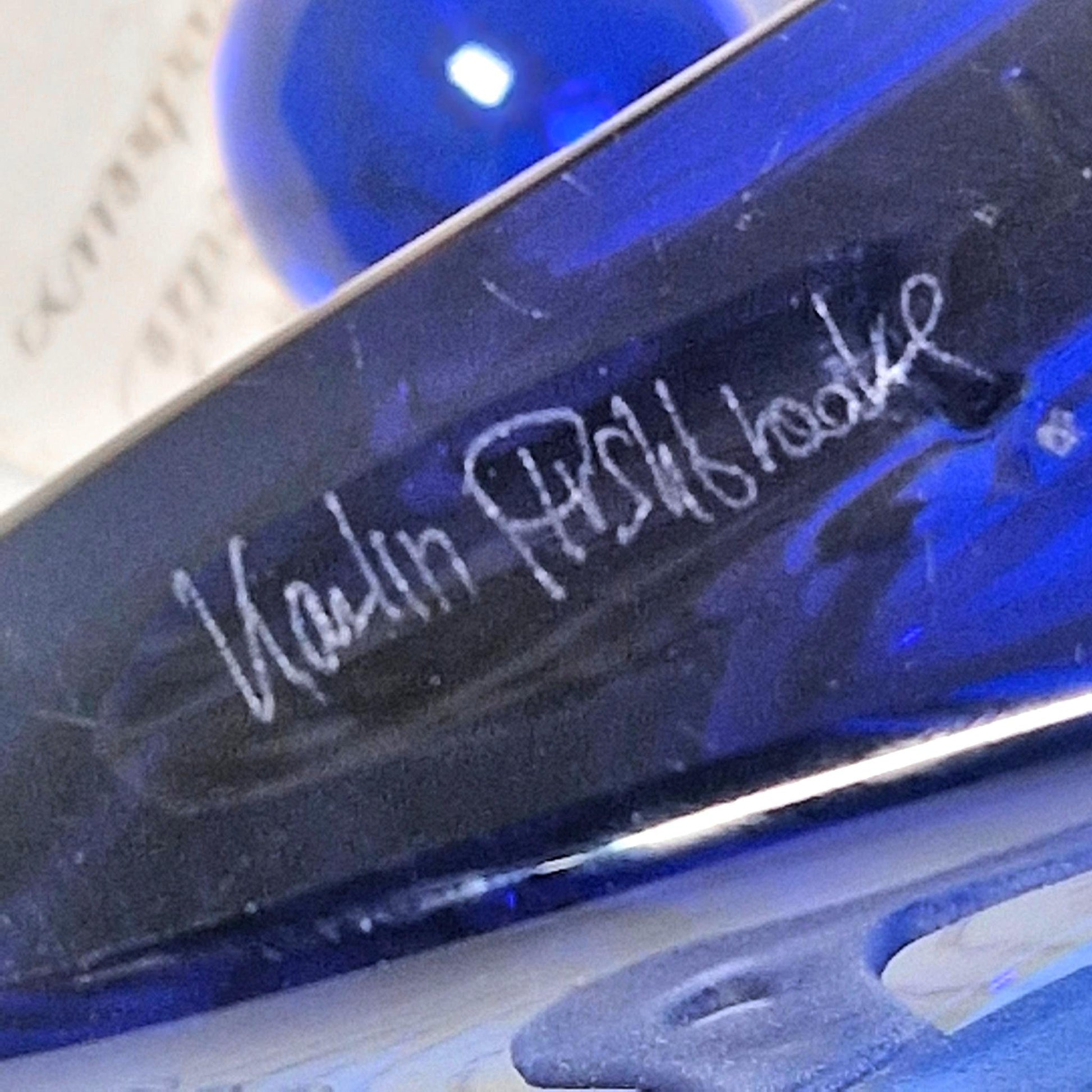 art glass decanter human form blue