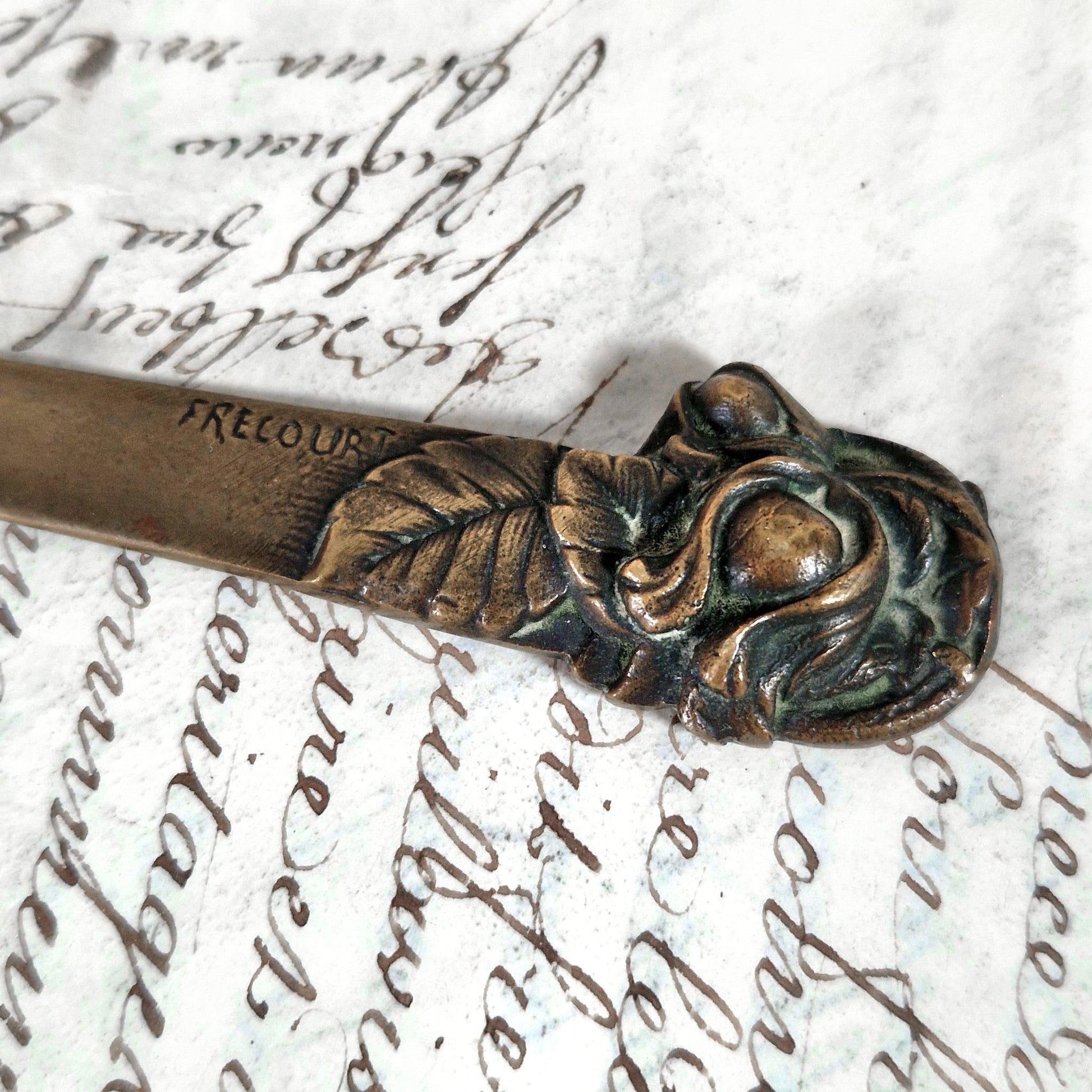 art nouveau bronze letter opener frecourt