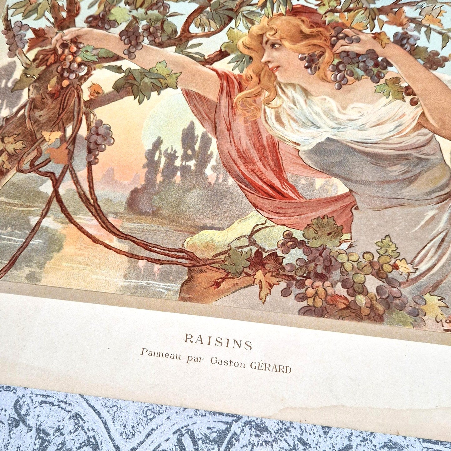 art nouveau grapes gaston gerard lithograph