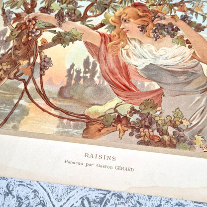 art nouveau grapes gaston gerard lithograph