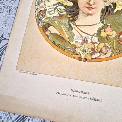 art nouveau waterlilies gaston gerard lithograph
