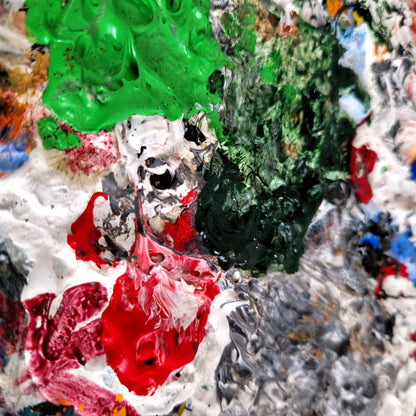 artist wooden palette old paint residue