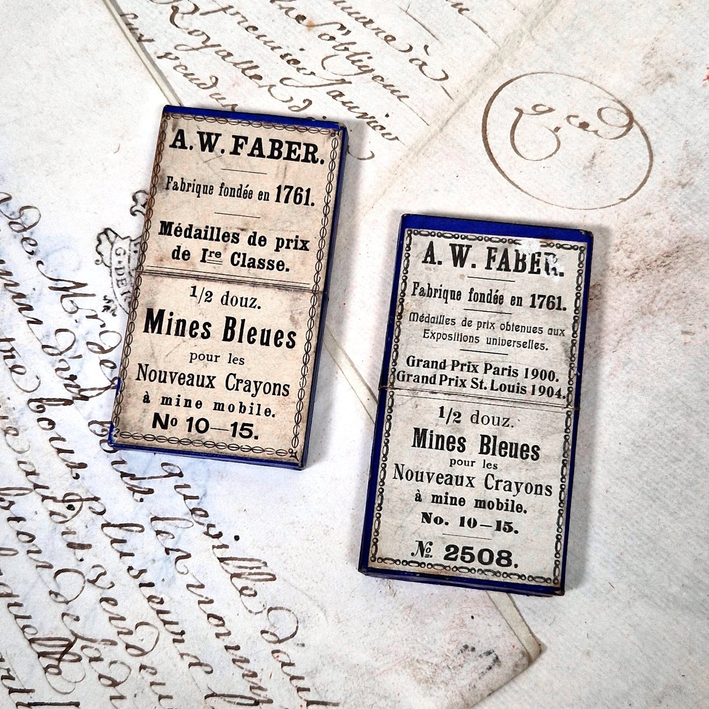 aw faber mines crayons bleues 1900