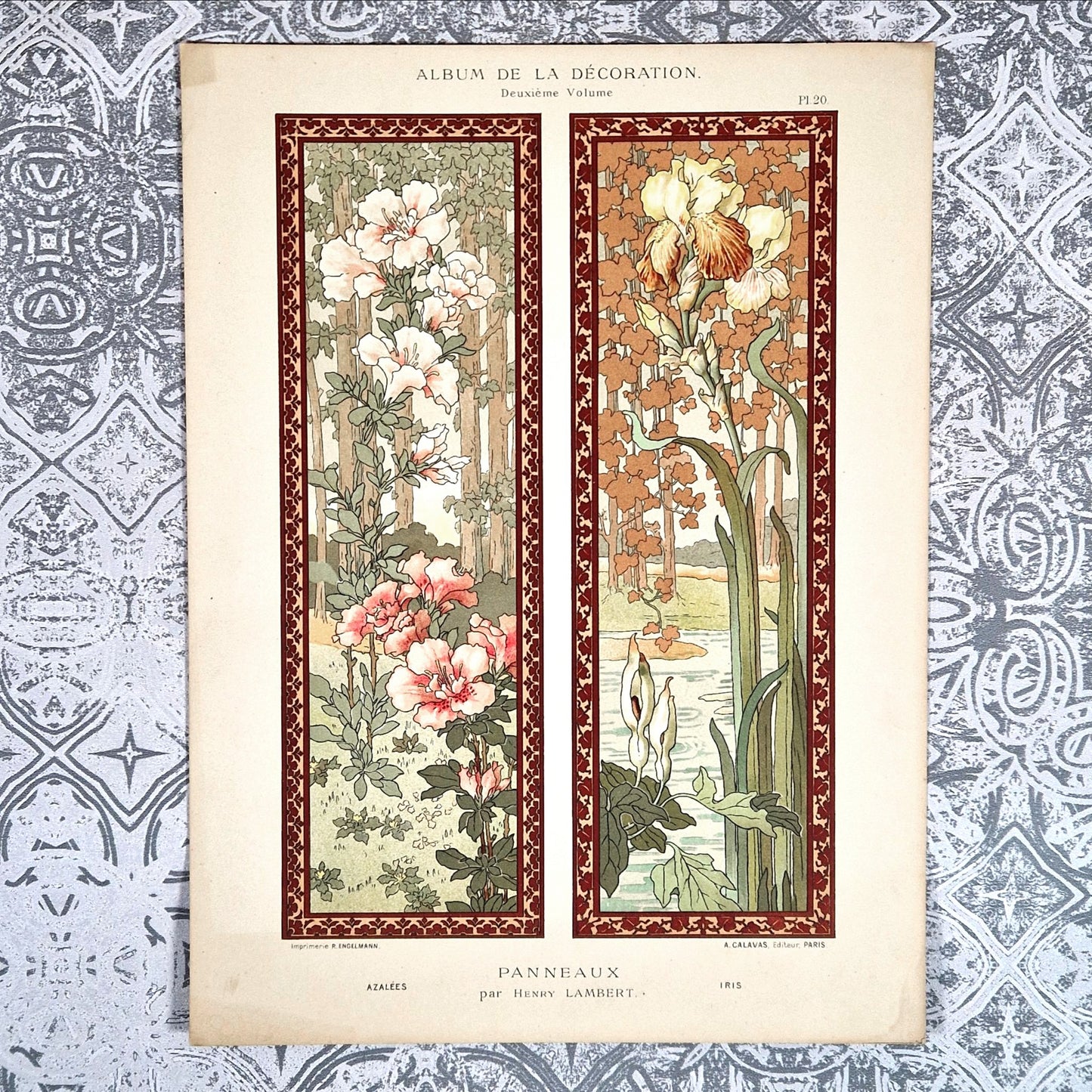 azalees et iris henry lambert art nouveau