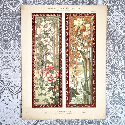 azalees et iris henry lambert art nouveau