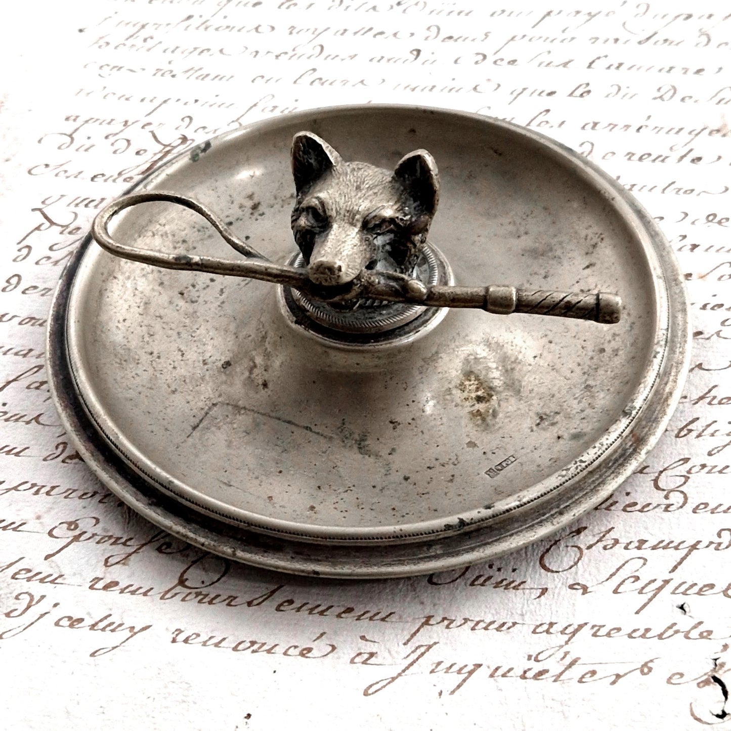 baguier renard en métal argenté