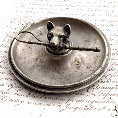 baguier renard en métal argenté