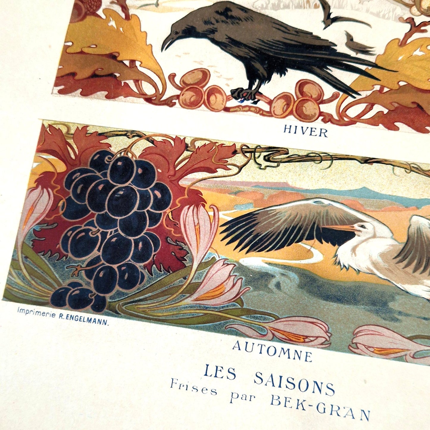 bek gran the seasons art nouveau lithograph