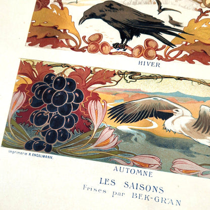 bek gran the seasons art nouveau lithograph