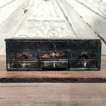 black wooden workshop chest 6 drawers