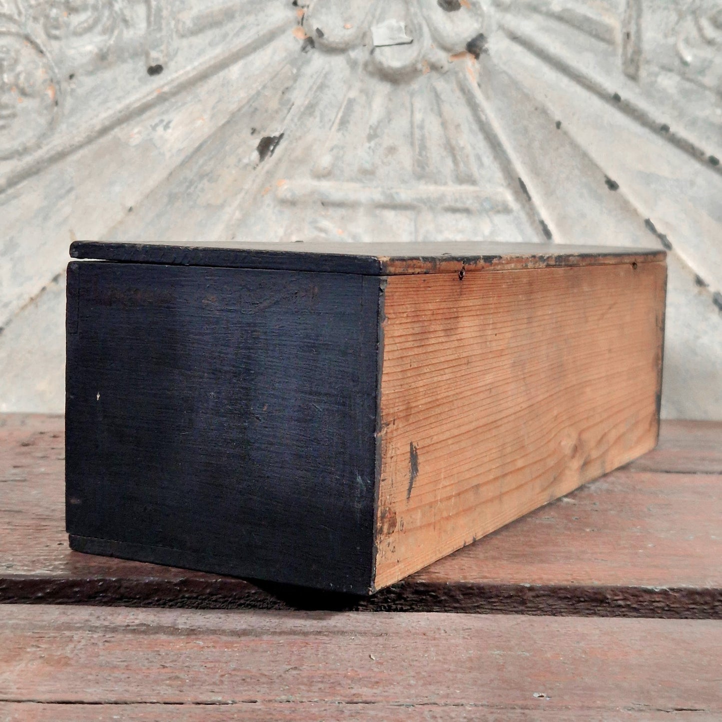 black wooden workshop chest antique