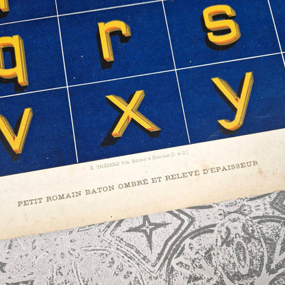 blue yellow relief typography 1900