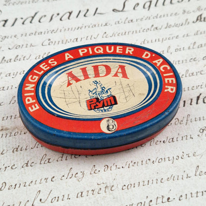 Boîte ancienne « AIDA - Épingles à piquer d’acier »