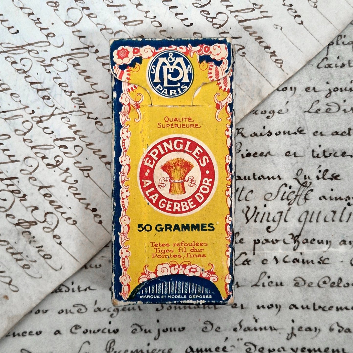 boite ancienne epingles gerbe d'or paris