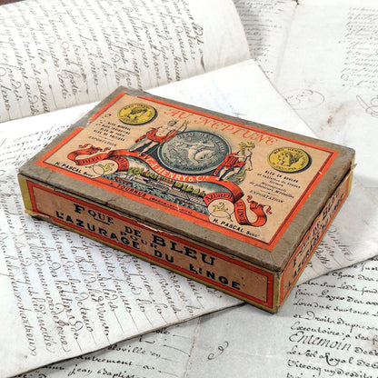 boite ancienne linge bleu henry lyon