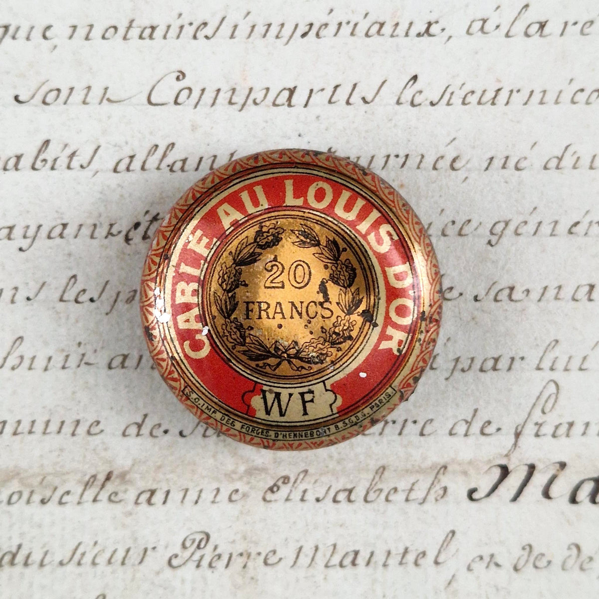 Rare box "Cartel au Louis d'Or - 20 francs", Circa 1900