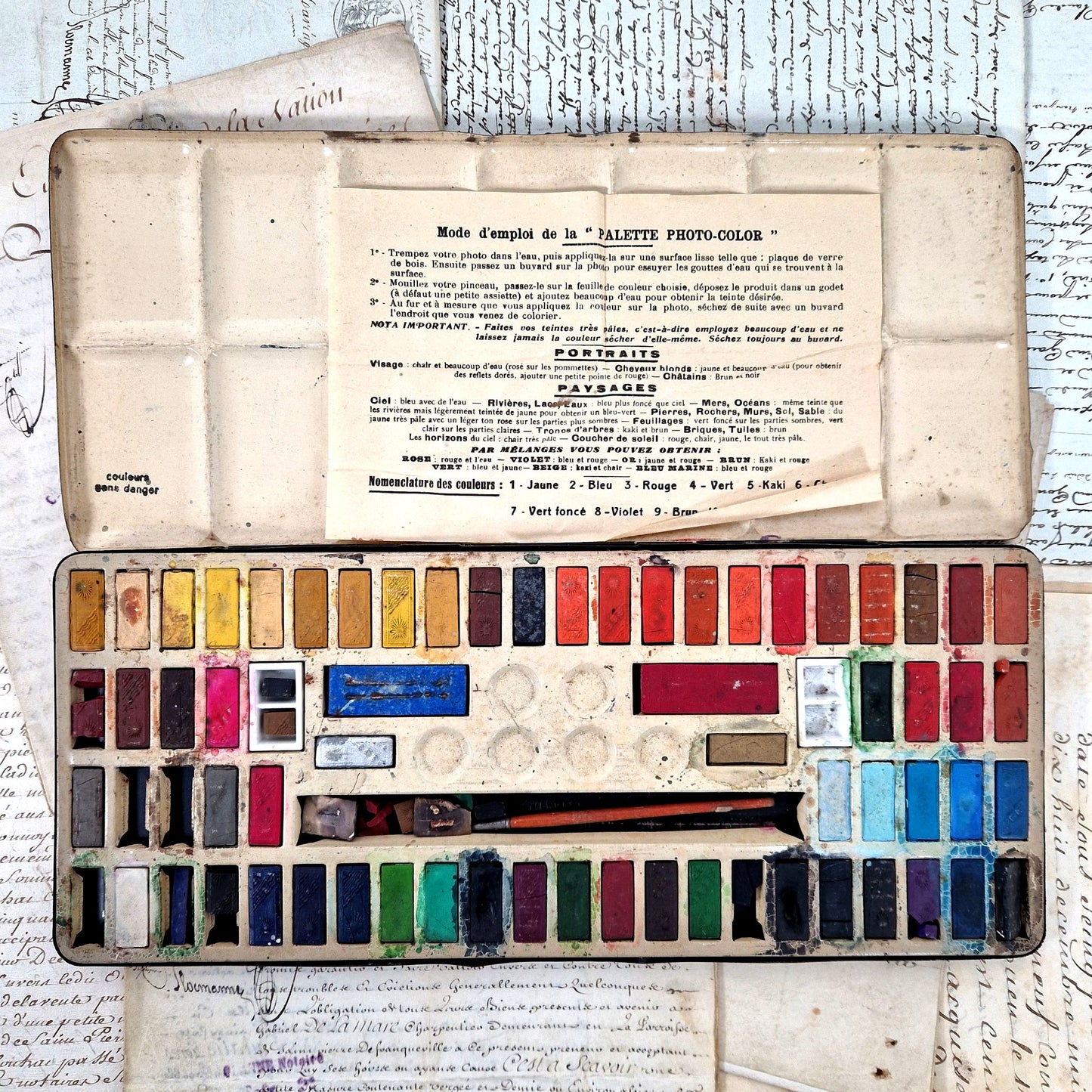 boite ancienne photo color pastels 1930