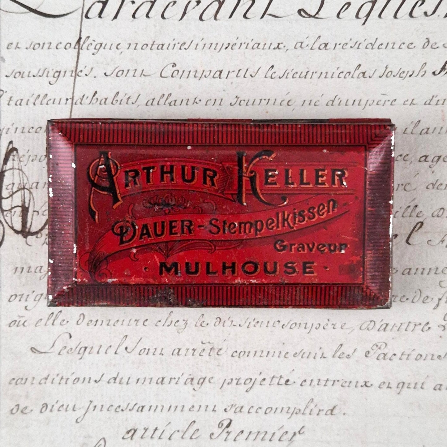 Boite d'encre « Arthur Keller - Dauer-Stempelkissen »